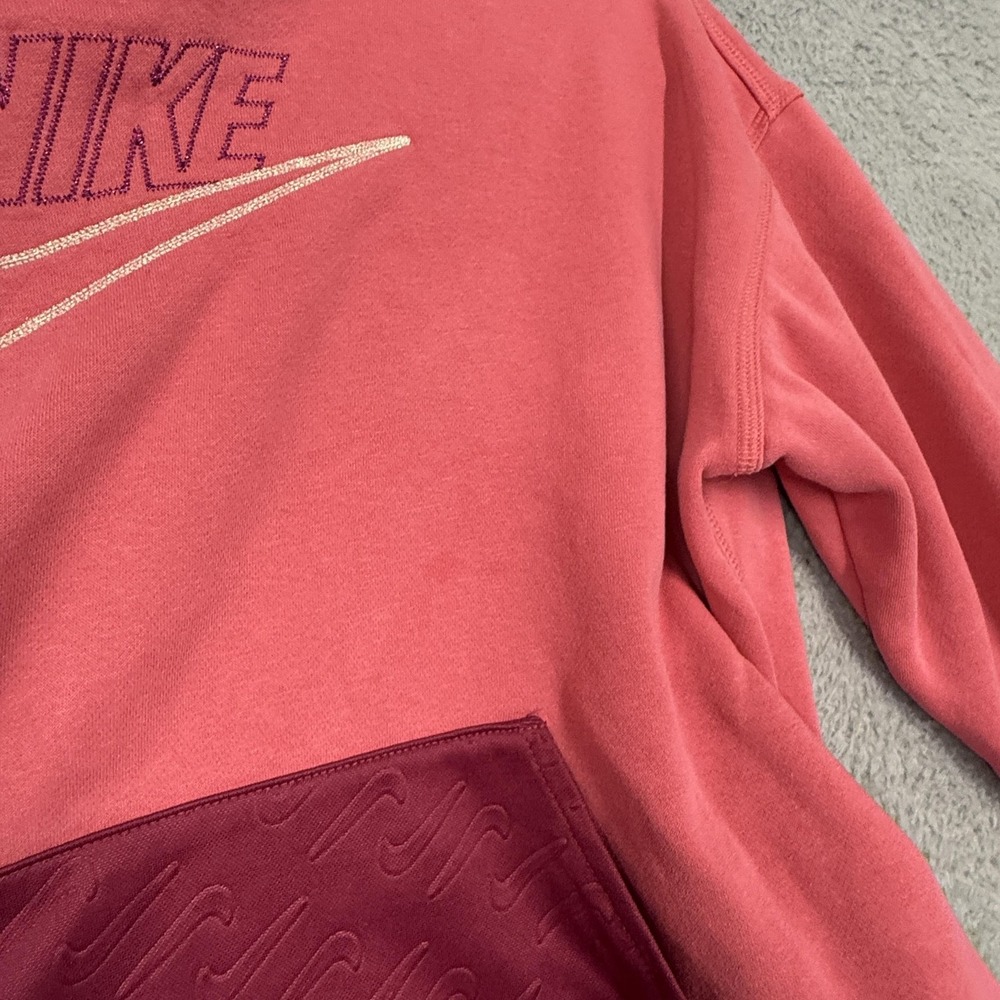 Nike Hoodie Girls XL Pink Fleece Cropped Pullover Swoosh Logo DM8888-622 - Picture 7 of 16